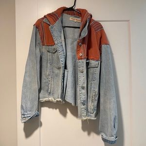 Free People Baja Denim Hooded Jacket Size Medium